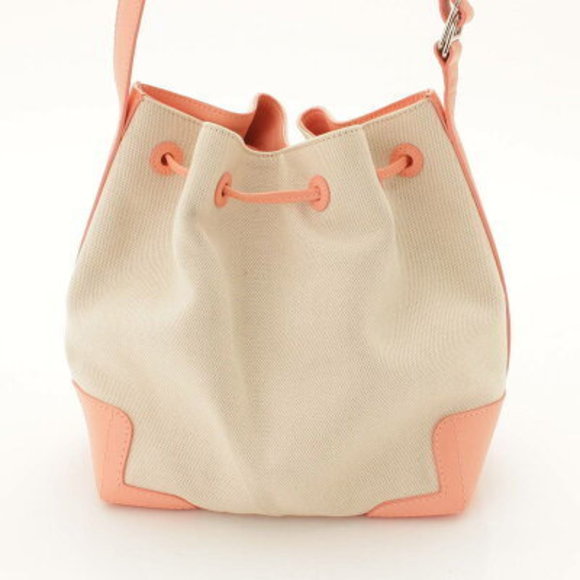 Balenciaga Navy Blue Bucket Canvas x Drawstring Bag White Pink - Picture 3 of 10